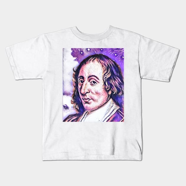 Blaise Pascal Pink Portrait | Blaise Pascal Artwork 9 Kids T-Shirt by JustLit